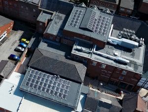 Enkopur Cold-Applied Warm Roof System with Solar Panels on the Premier Inn Chesterfield